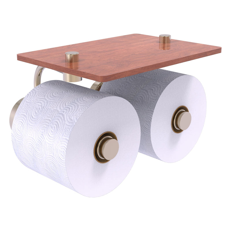 Dottingham Collection 2 Roll Toilet Paper Holder with Wood Shelf
