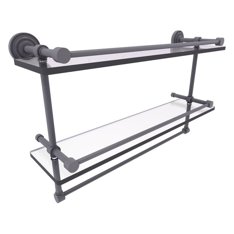 Dottingham Collection Gallery Rail Double Glass Shelf with Towel Bar