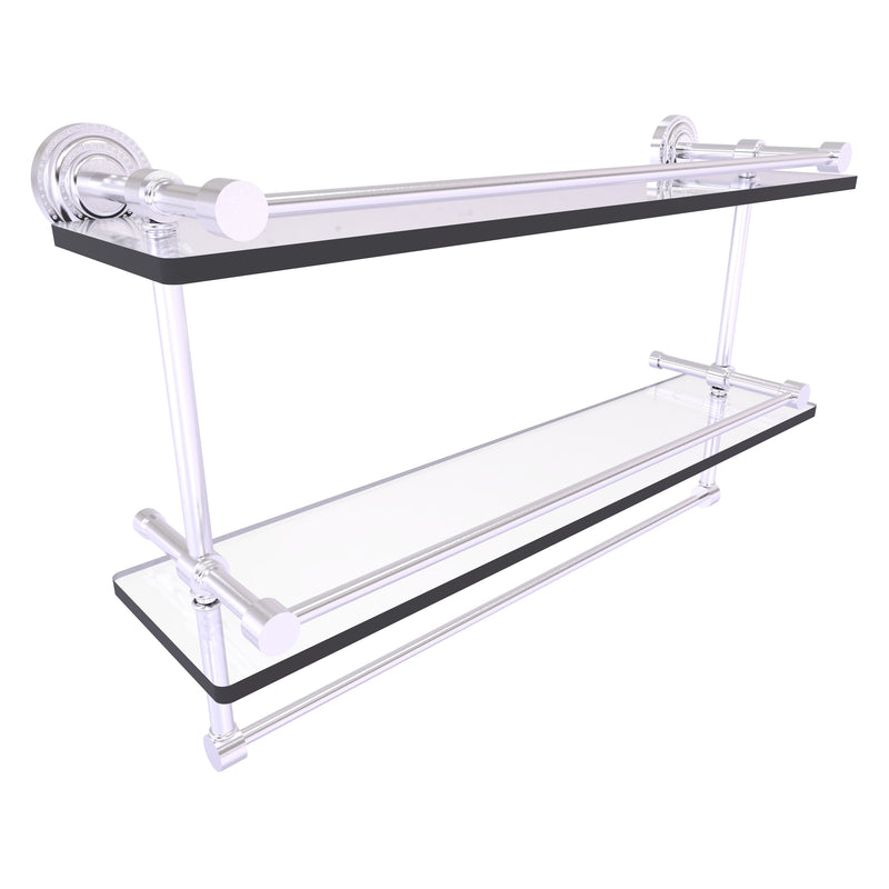 Dottingham Collection Gallery Rail Double Glass Shelf with Towel Bar