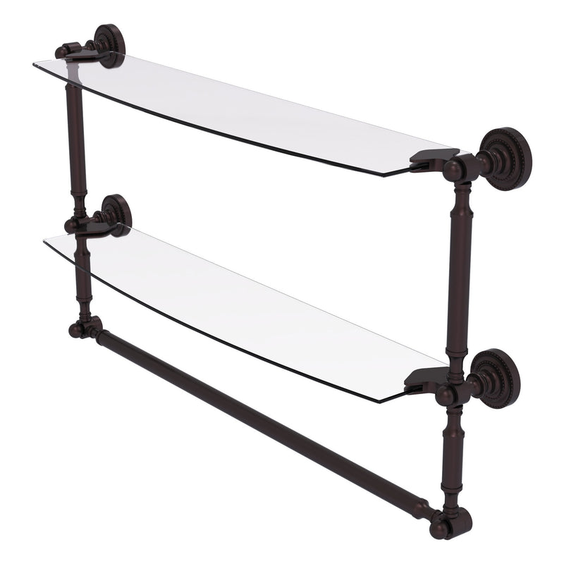 Dottingham Collection Two Tiered Glass Shelf with Integrated Towel Bar