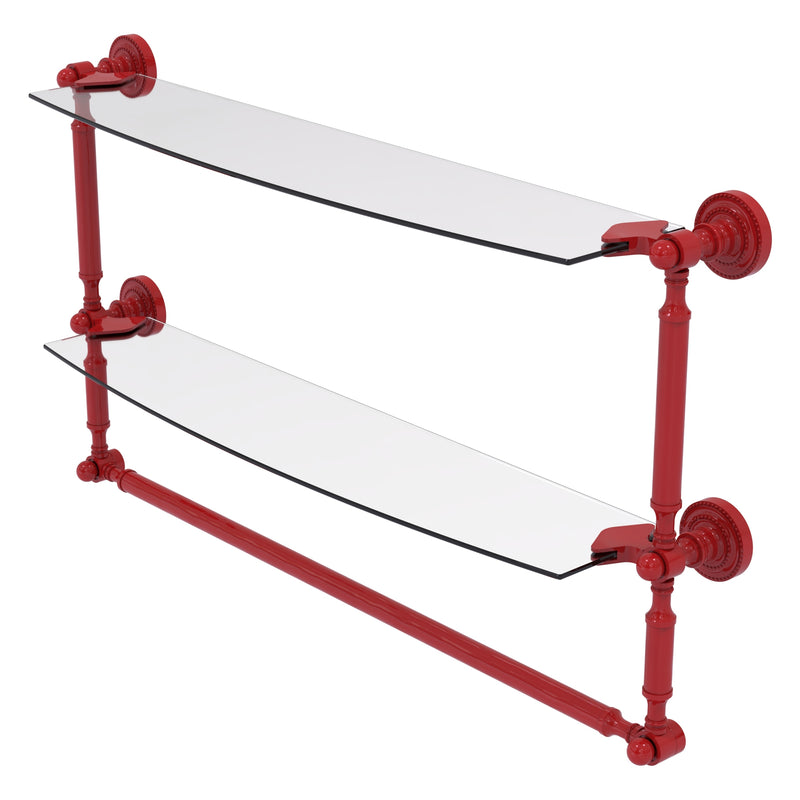 Dottingham Collection Two Tiered Glass Shelf with Integrated Towel Bar
