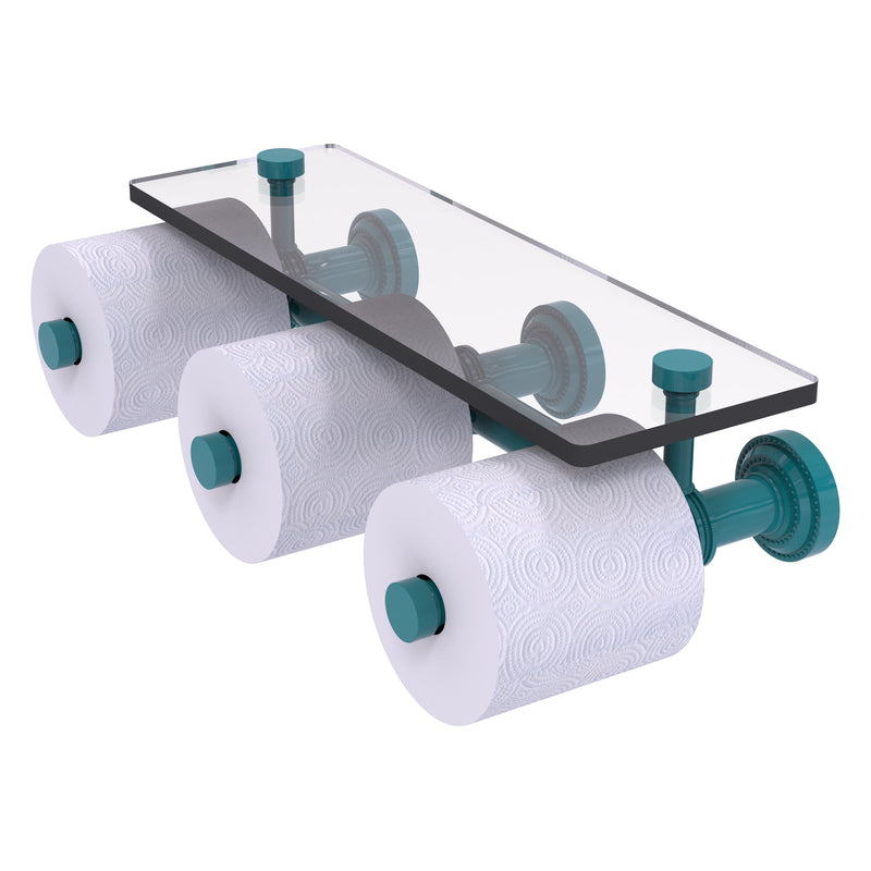 Dottingham Collection Horizontal Reserve 3 Roll Toilet Paper Holder with Glass Shelf