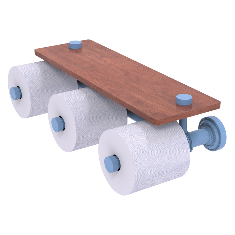 Dottingham Collection Horizontal Reserve 3 Roll Toilet Paper Holder with Wood Shelf