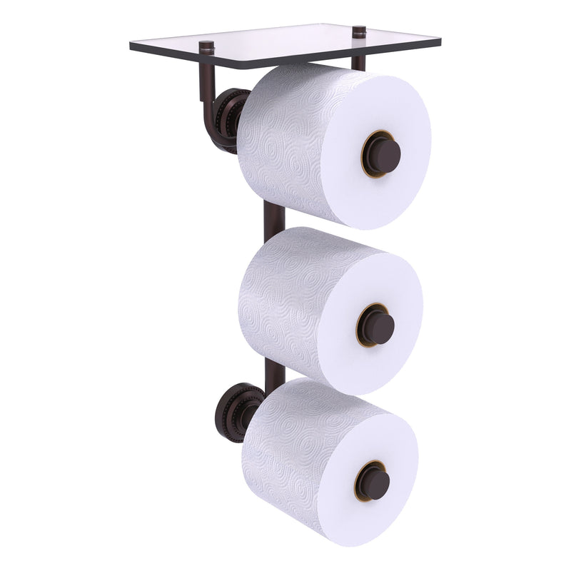 Dottingham Collection 3 Roll Toilet Paper Holder with Glass Shelf