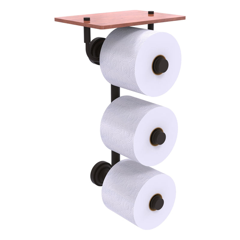 Dottingham Collection 3 Roll Toilet Paper Holder with Wood Shelf