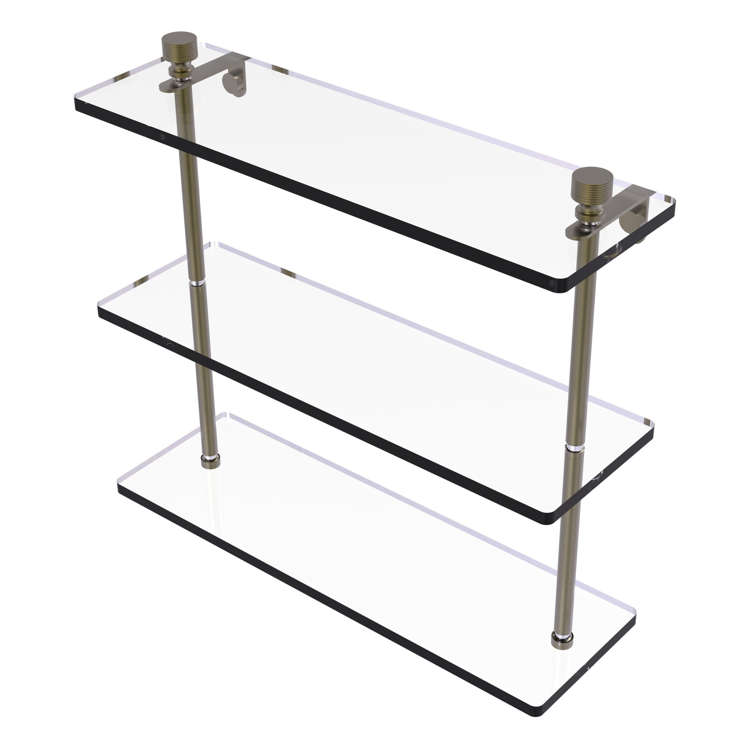 Casual Sweatsuit 16-Inch Bathroom Glass Shelf - Brushed Gold Floating Shelf  With Black Tempered Glass \u0026 Safety Rail Floating Tempered Glass Shelf, image size:2500x2500