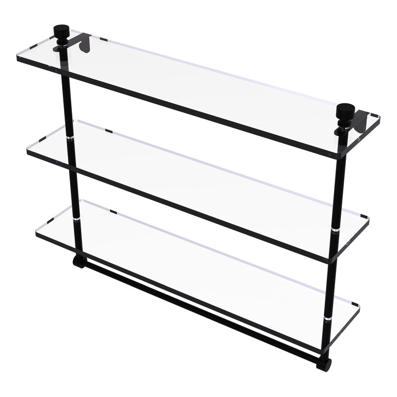 Foxtrot Collection Triple Tiered Glass Shelf with Integrated Towel Bar