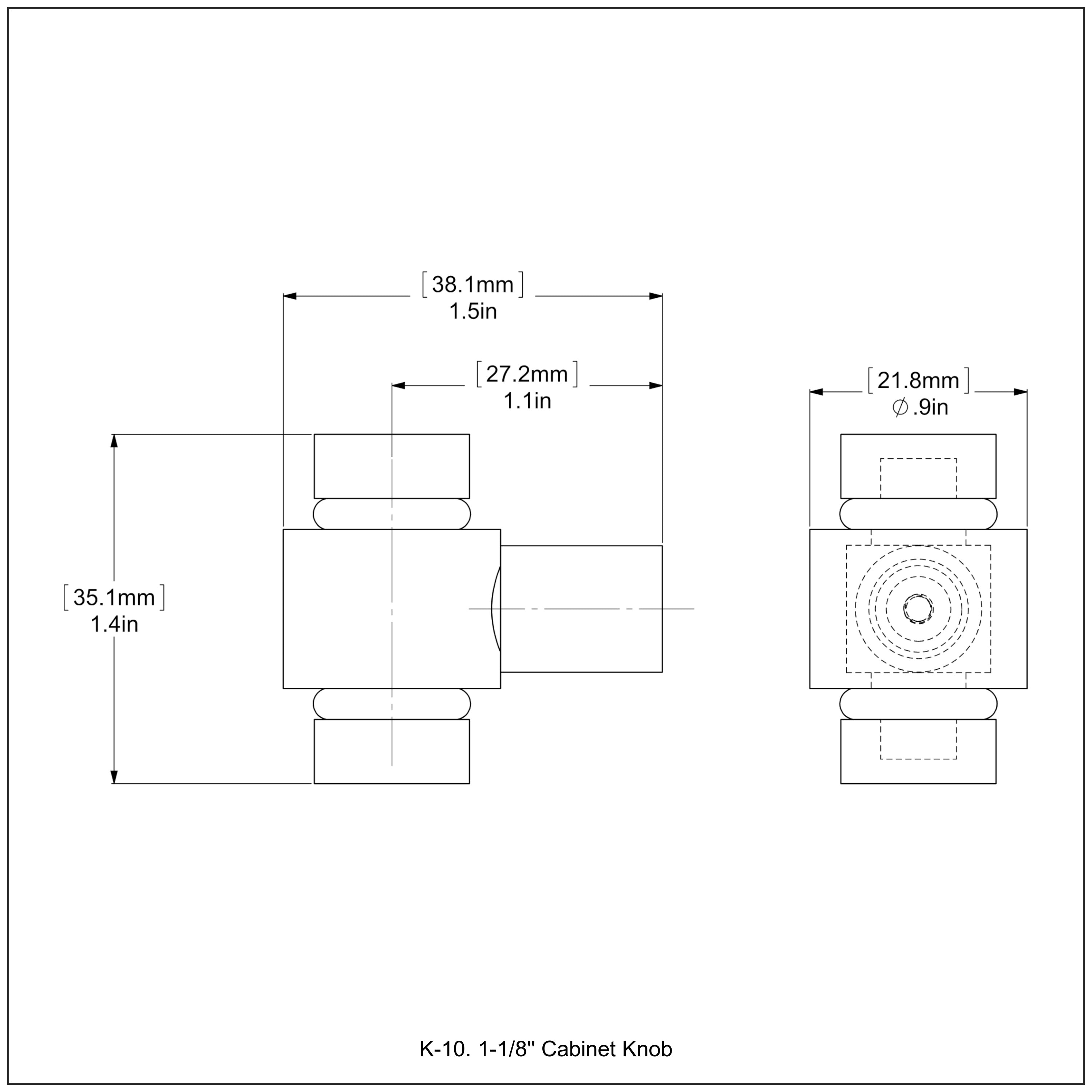 1-1/8 Inch Cabinet Knob