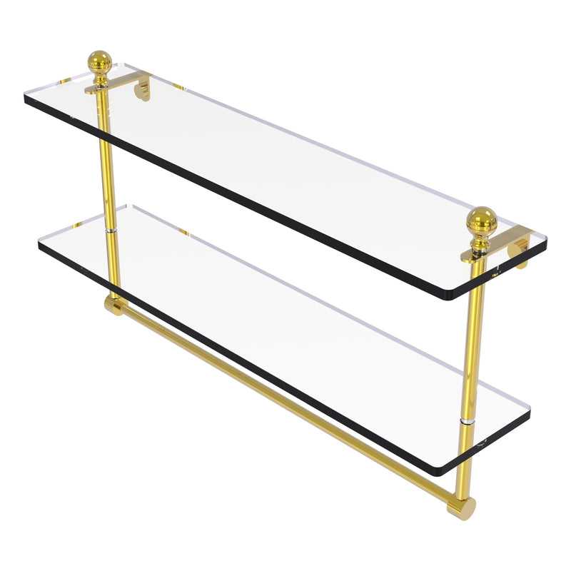 Mambo Collection Two Tiered Glass Shelf with Integrated Towel Bar