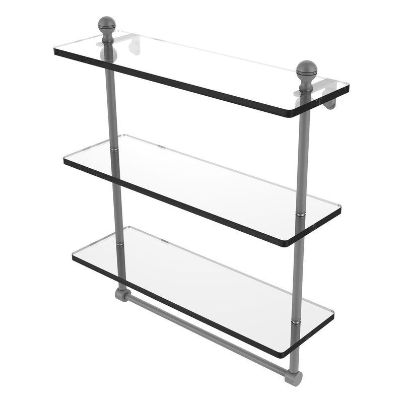 Mambo Collection Triple Tiered Glass Shelf with Integrated Towel Bar