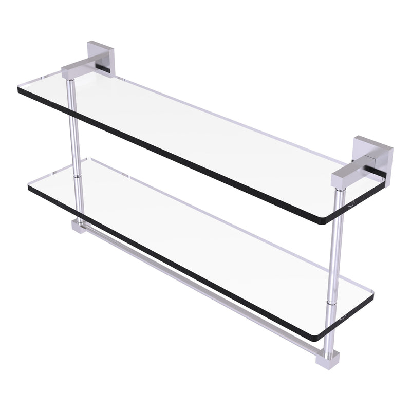 Montero Collection Two Tiered Glass Shelf with Integrated Towel Bar