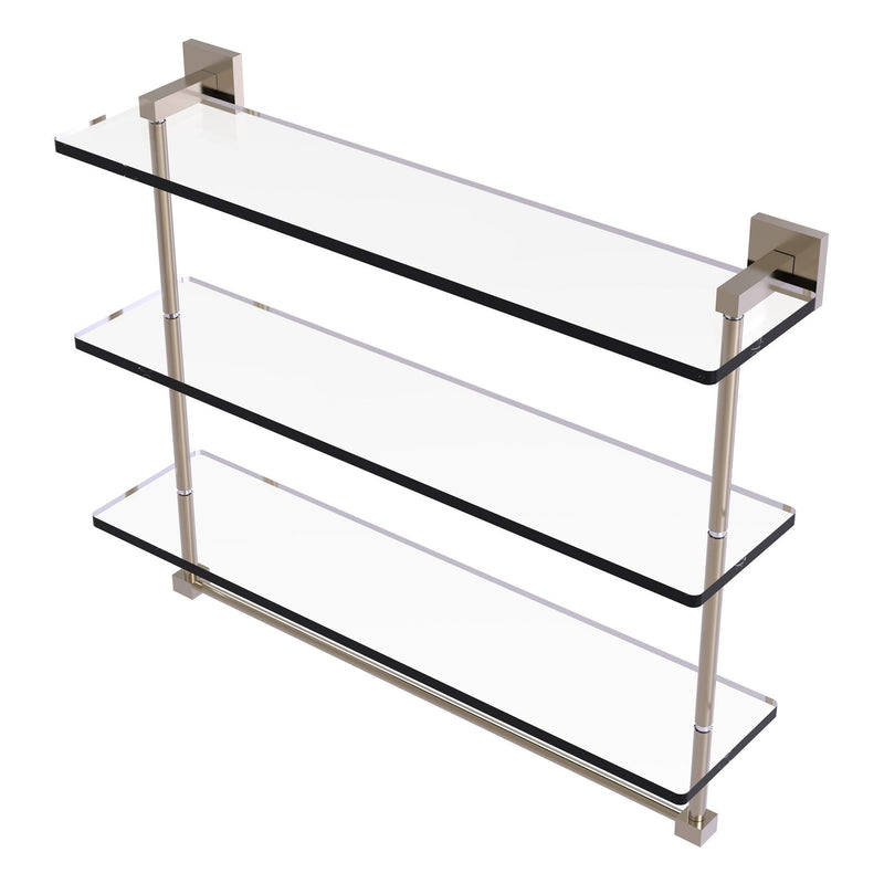Montero Collection Triple Tiered Glass Shelf with integrated towel bar