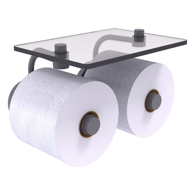 Prestige Skyline Collection 2 Roll Toilet Paper Holder with Glass Shelf
