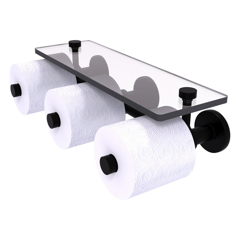 Prestige Skyline Collection Horizontal Reserve 3 Roll Toilet Paper Holder with Glass Shelf