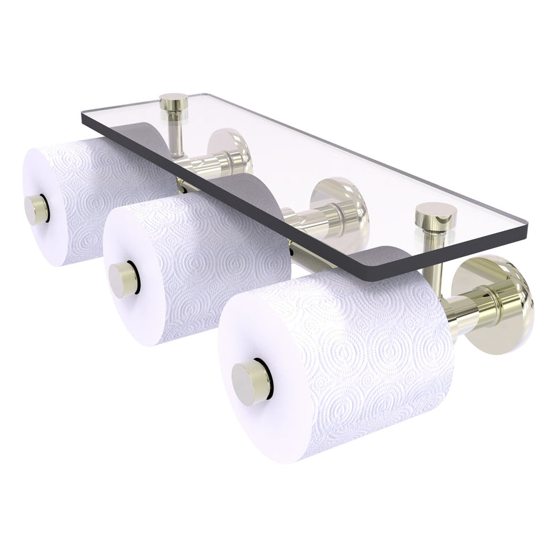 Prestige Skyline Collection Horizontal Reserve 3 Roll Toilet Paper Holder with Glass Shelf