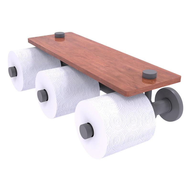 Prestige Skyline Collection Horizontal Reserve 3 Roll Toilet Paper Holder with Wood Shelf