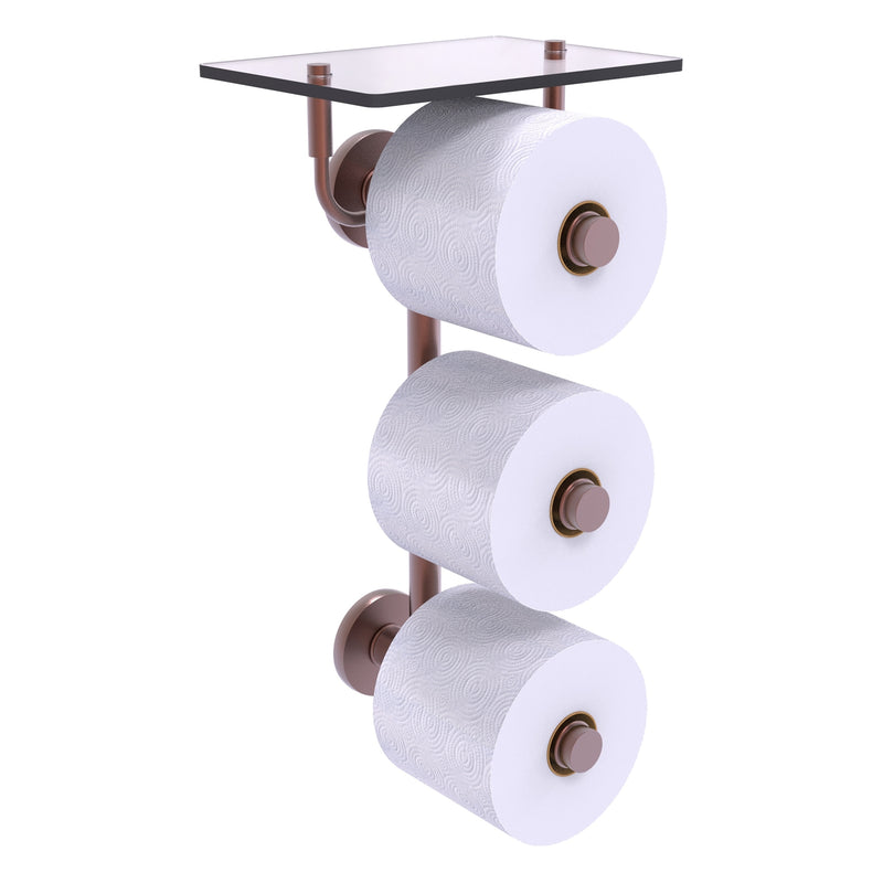 Prestige Skyline Collection 3 Roll Toilet Paper Holder with Glass Shelf