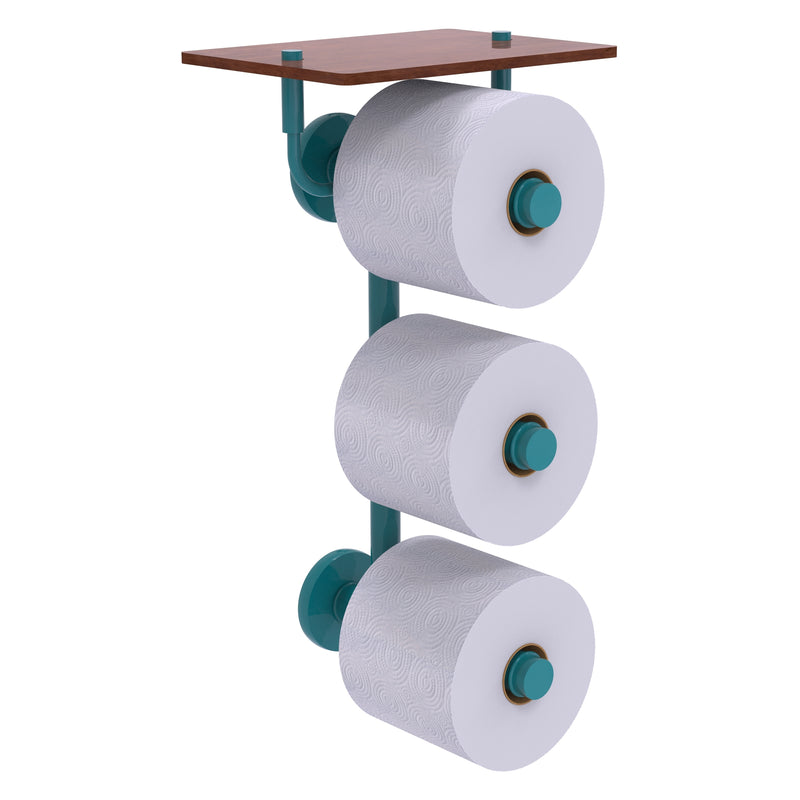 Prestige Skyline Collection 3 Roll Toilet Paper Holder with Wood Shelf
