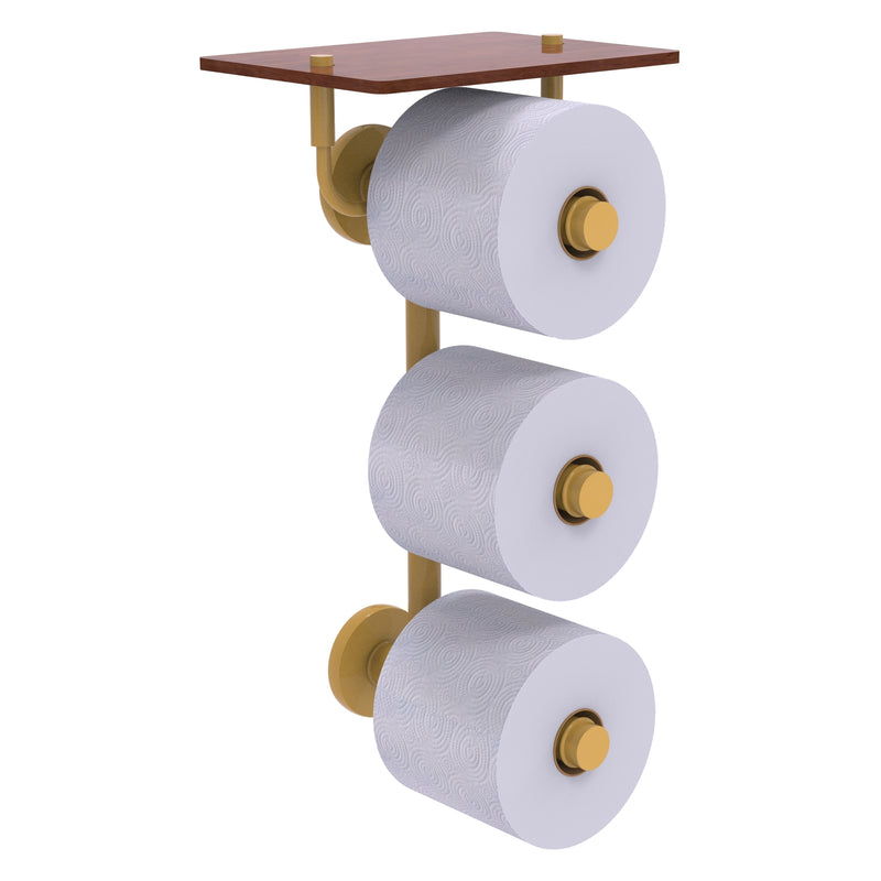 Prestige Skyline Collection 3 Roll Toilet Paper Holder with Wood Shelf