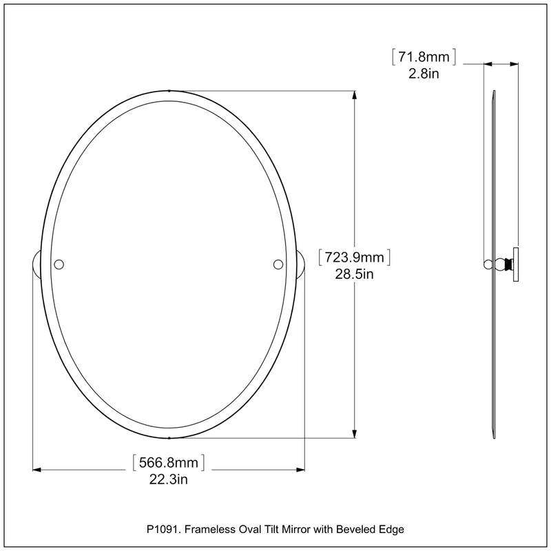 Frameless Oval Tilt Mirror with Beveled Edge
