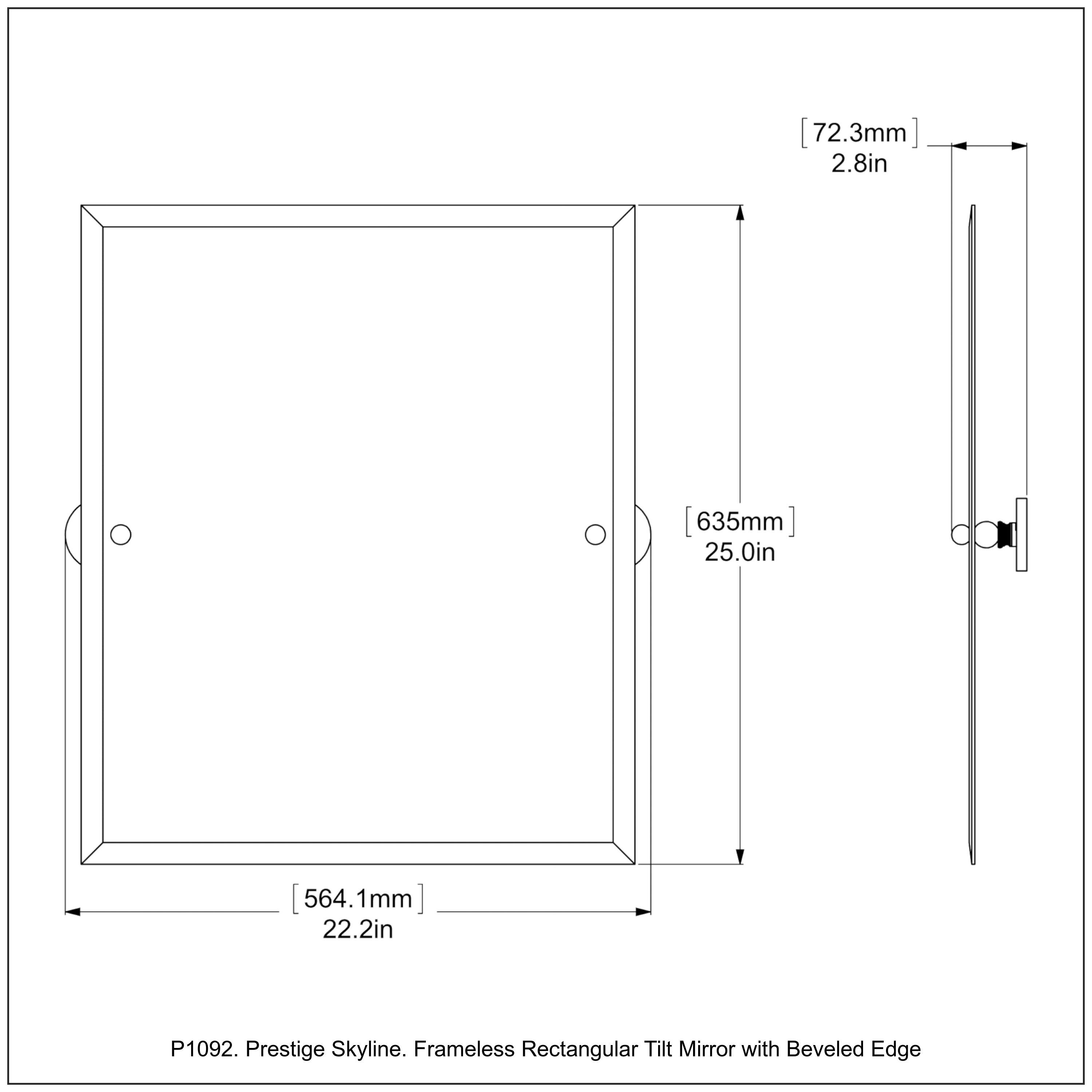 Frameless Rectangular Tilt Mirror with Beveled Edge