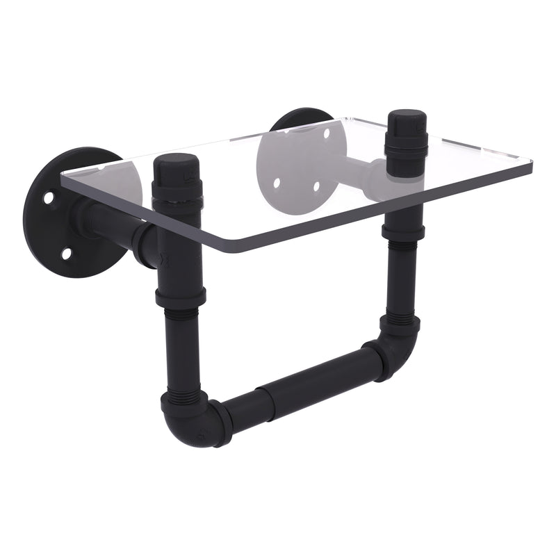 Pipeline Collection Toilet Tissue Holder with Glass Shelf