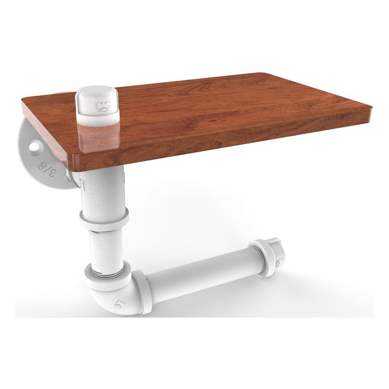 Pipeline Collection Toilet Paper Holder with Wood Shelf