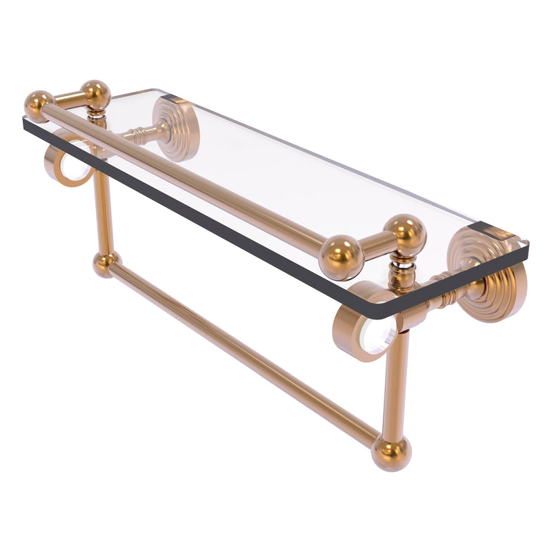 Pacific Grove Collection Glass Shelf with Gallery Rail and Towel Bar with Smooth Accents