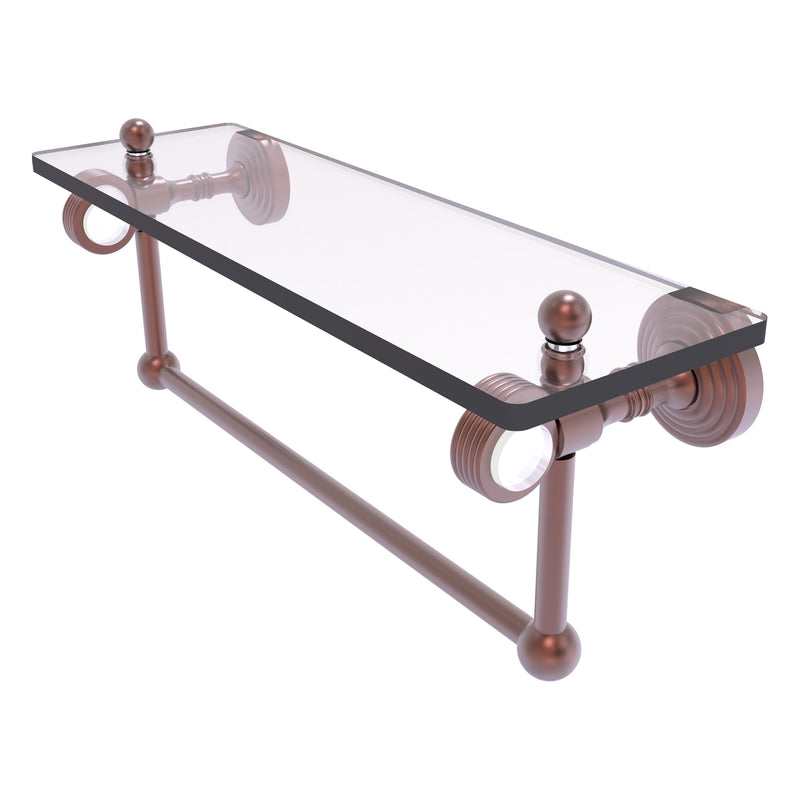 Pacific Grove Collection Glass Shelf with Towel Bar with Grooved Accents