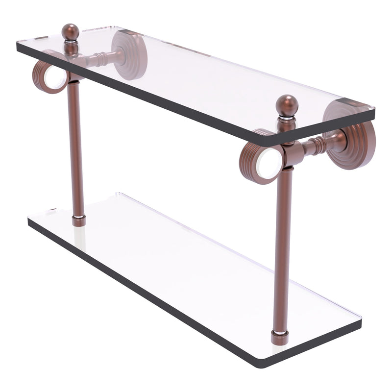 Pacific Grove Collection Two Tiered Glass Shelf with Grooved Accents