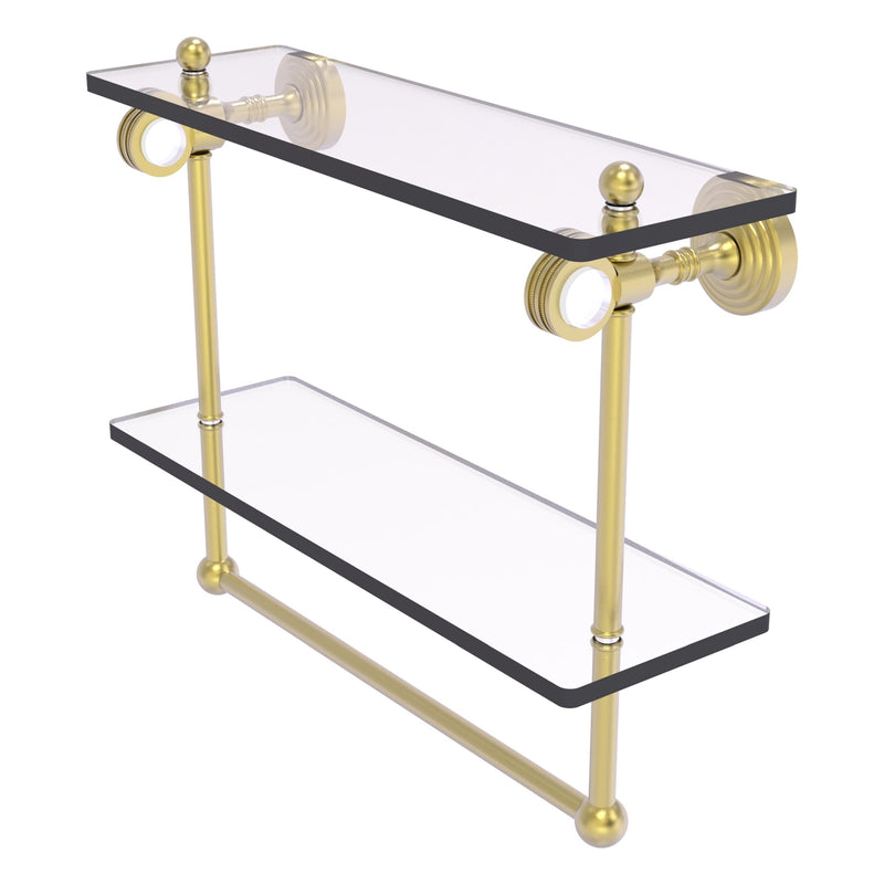 Pacific Grove Collection Double Glass Shelf  with Towel Bar with Dotted Accents