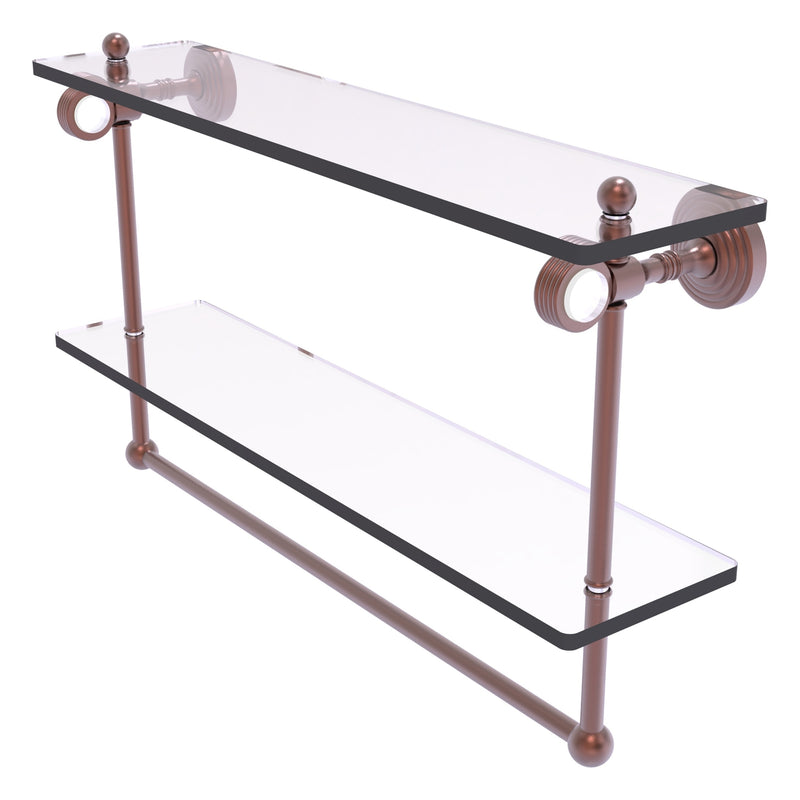 Pacific Grove Collection Double Glass Shelf  with Towel Bar with Grooved Accents