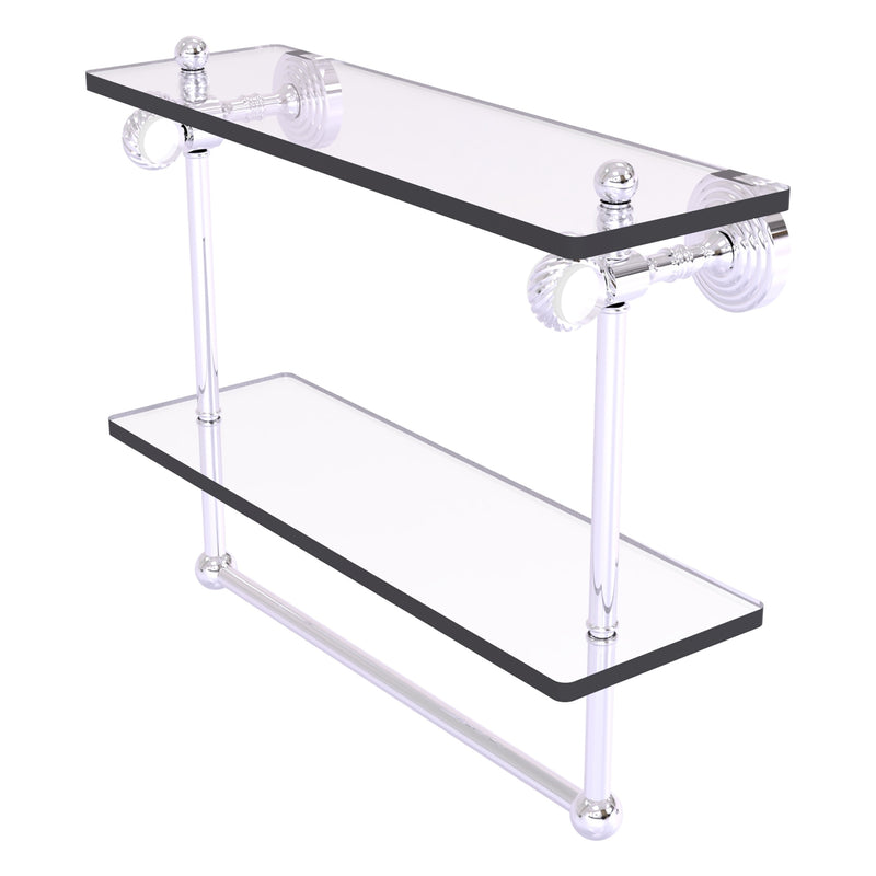 Pacific Grove Collection Double Glass Shelf  with Towel Bar with Twisted Accents