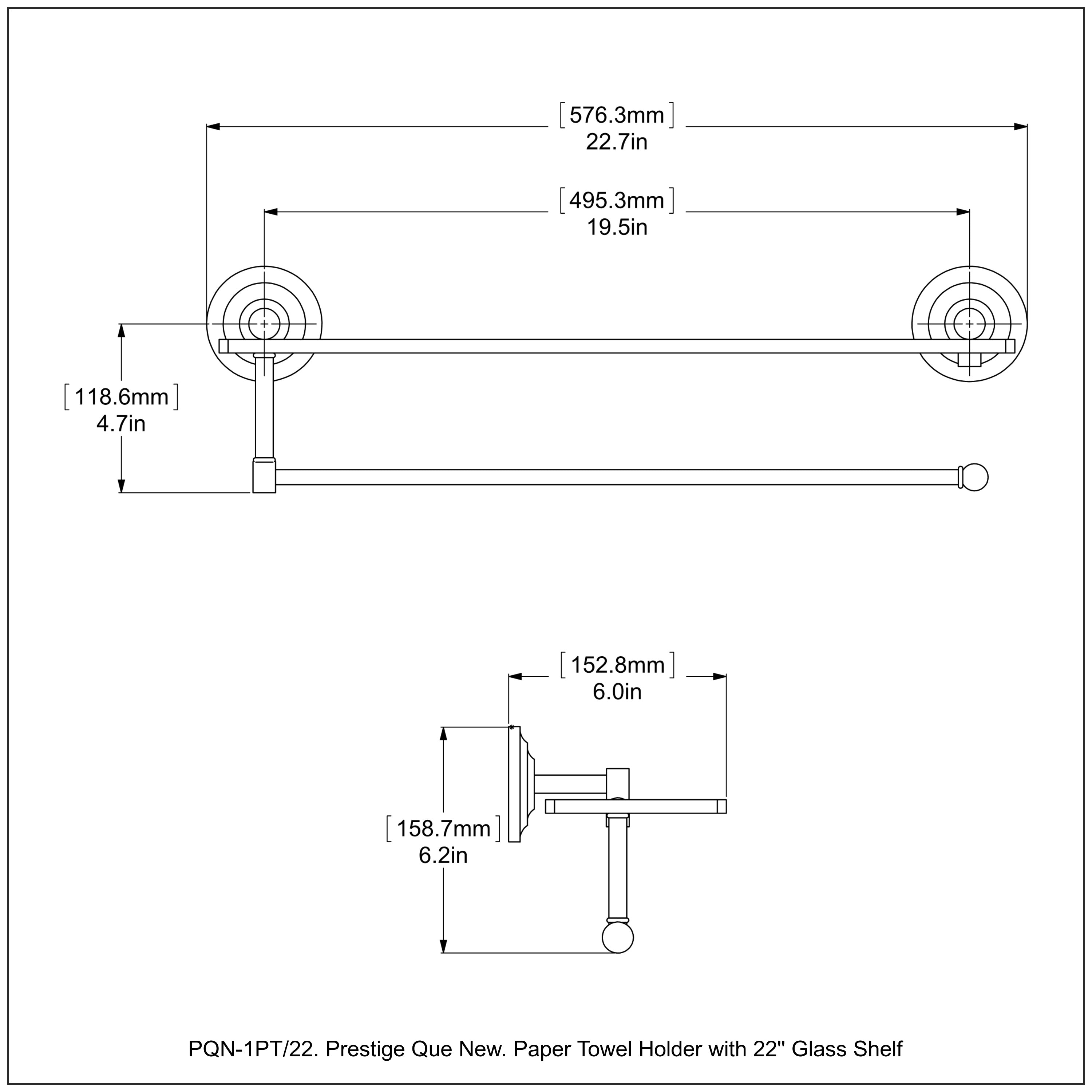 Prestige Que New Collection Paper Towel Holder with Glass Shelf