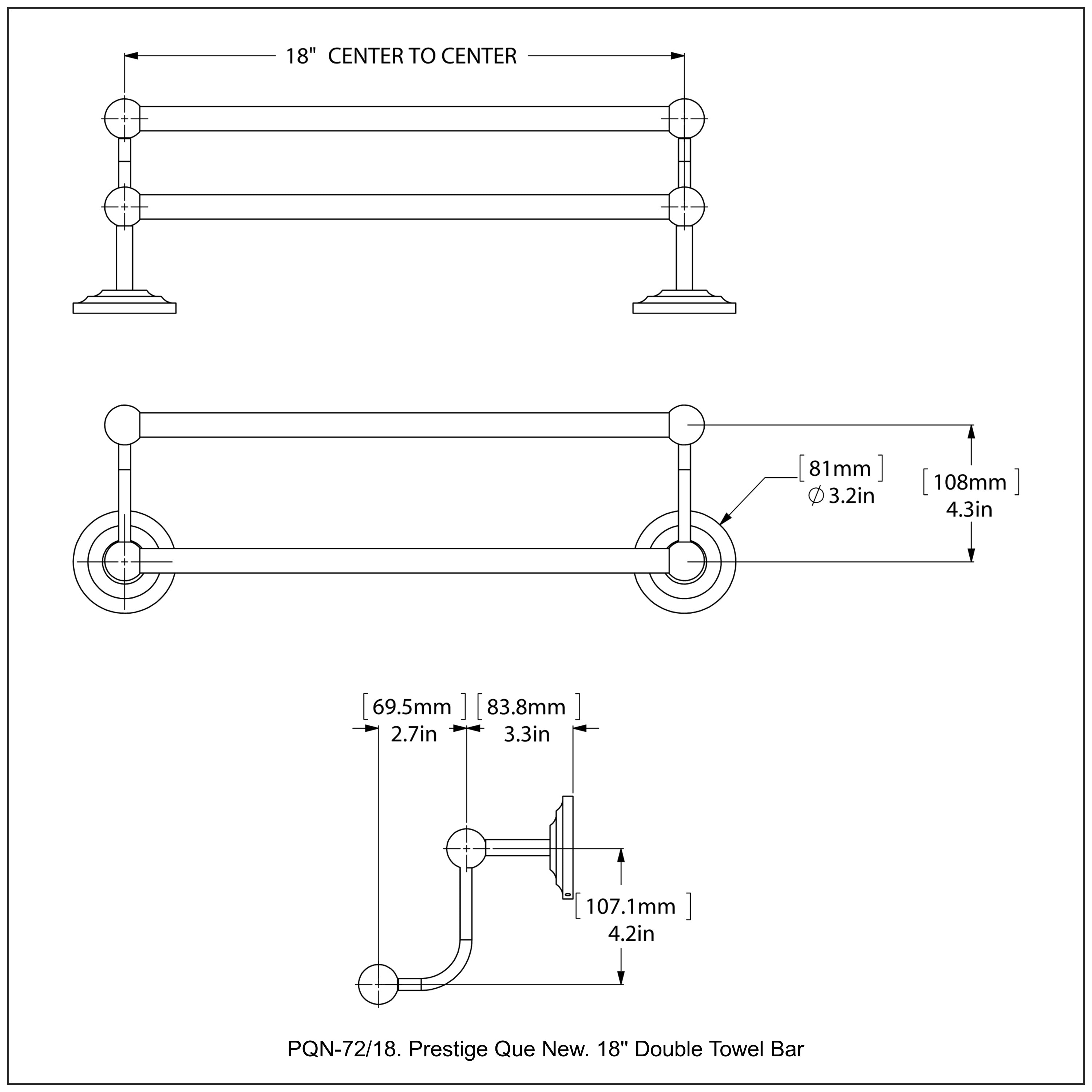 Prestige Que New Collection Double Towel Bar