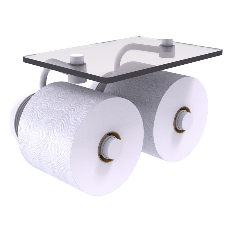 Prestige Regal Collection 2 Roll Toilet Paper Holder with Glass Shelf