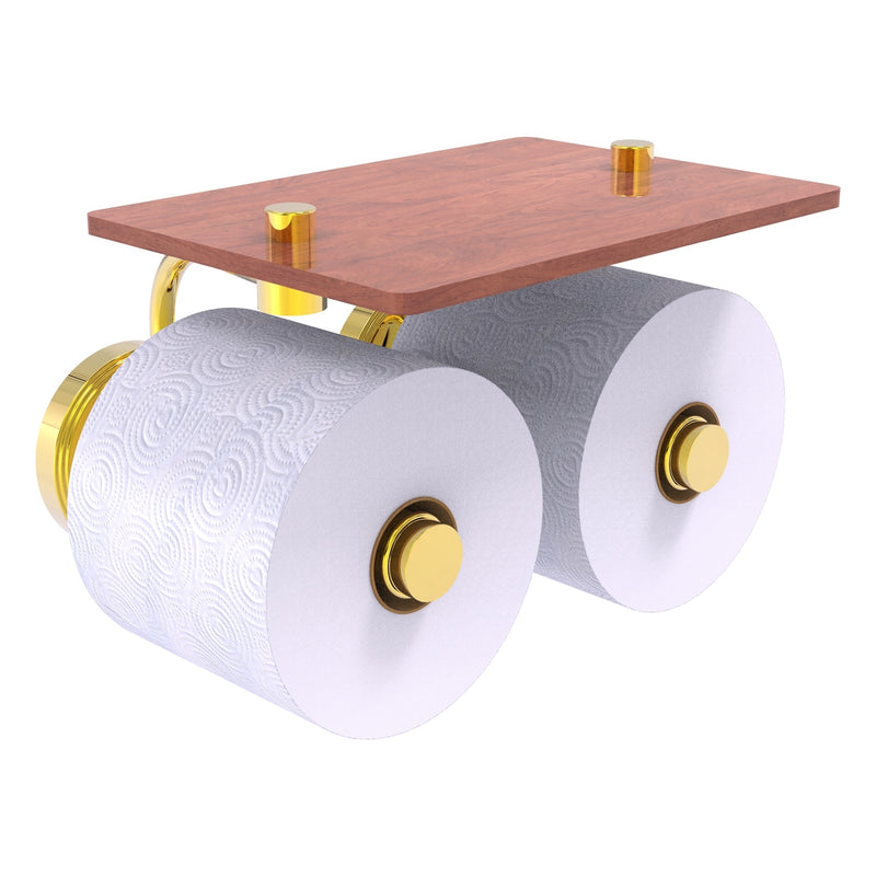 Prestige Regal Collection 2 Roll Toilet Paper Holder with Wood Shelf