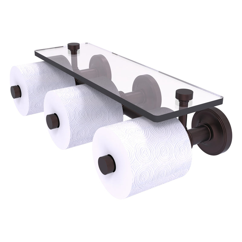 Prestige Regal Collection Horizontal Reserve 3 Roll Toilet Paper Holder with Glass Shelf