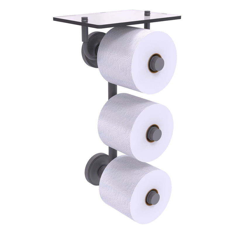 Prestige Regal Collection 3 Roll Toilet Paper Holder with Glass Shelf