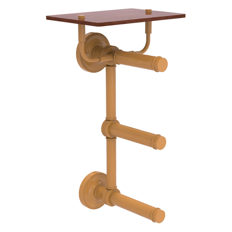 Prestige Regal Collection 3 Roll Toilet Paper Holder with Wood Shelf