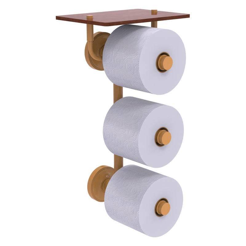 Prestige Regal Collection 3 Roll Toilet Paper Holder with Wood Shelf