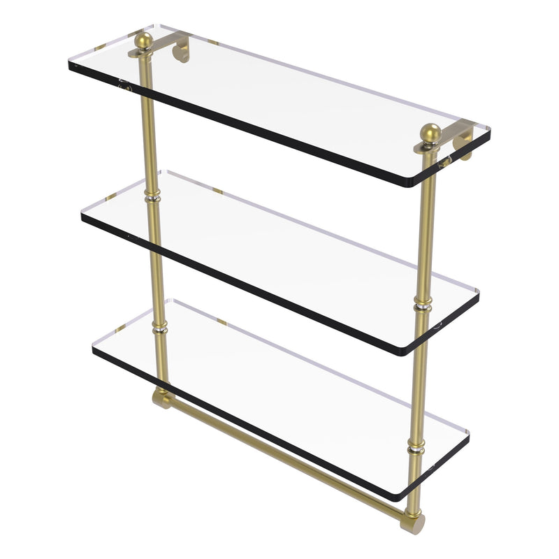 Prestige Regal Collection Triple Tiered Glass Shelf with Integrated Towel Bar
