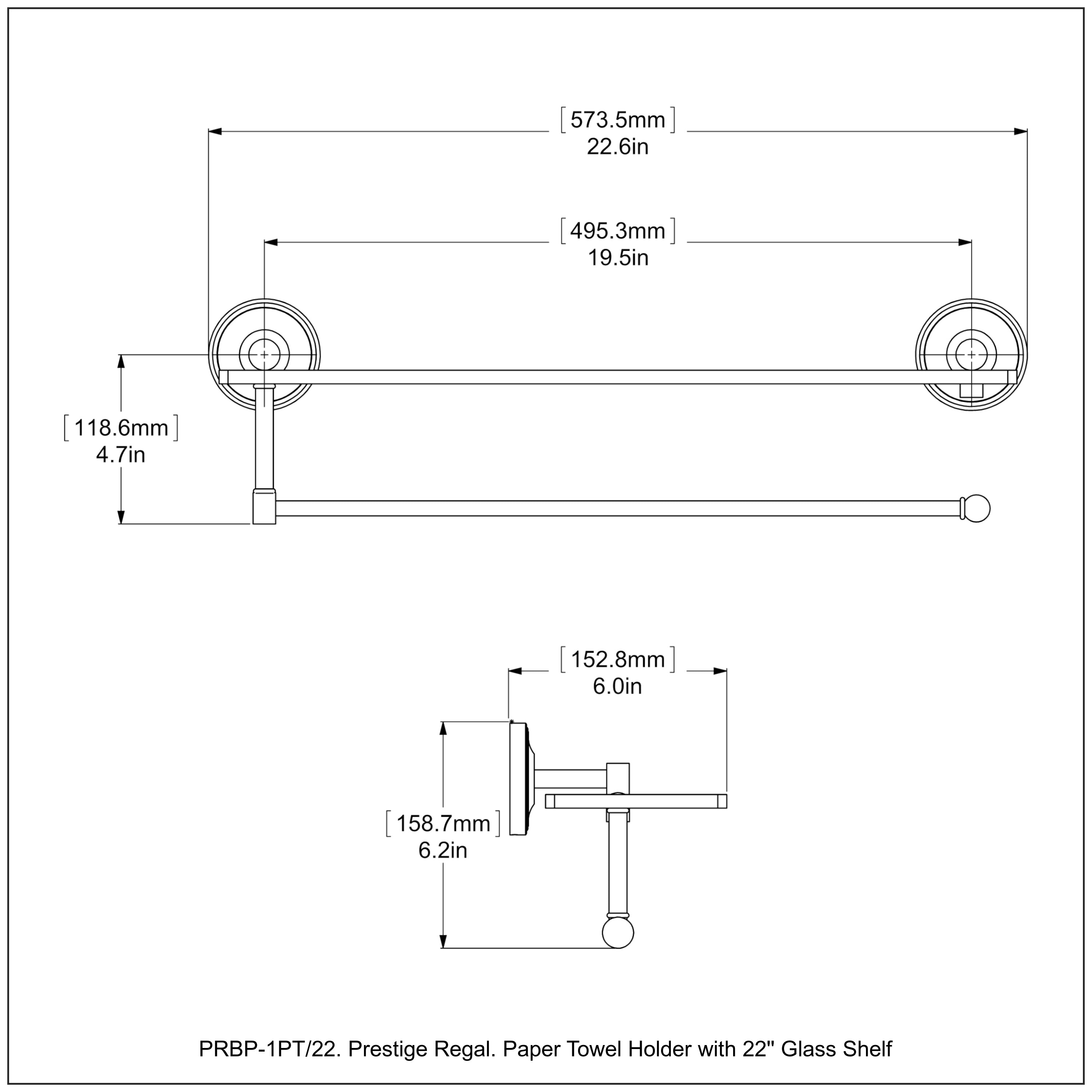 Prestige Regal Collection Paper Towel Holder with Glass Shelf