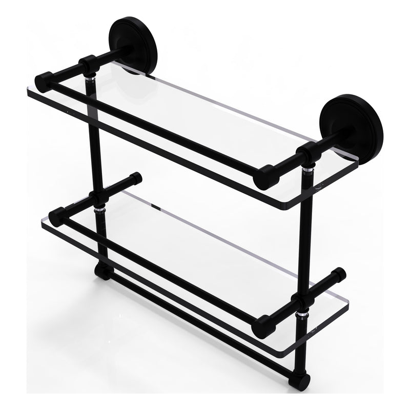 Prestige Regal Collection Gallery Rail Double Glass Shelf with Towel Bar