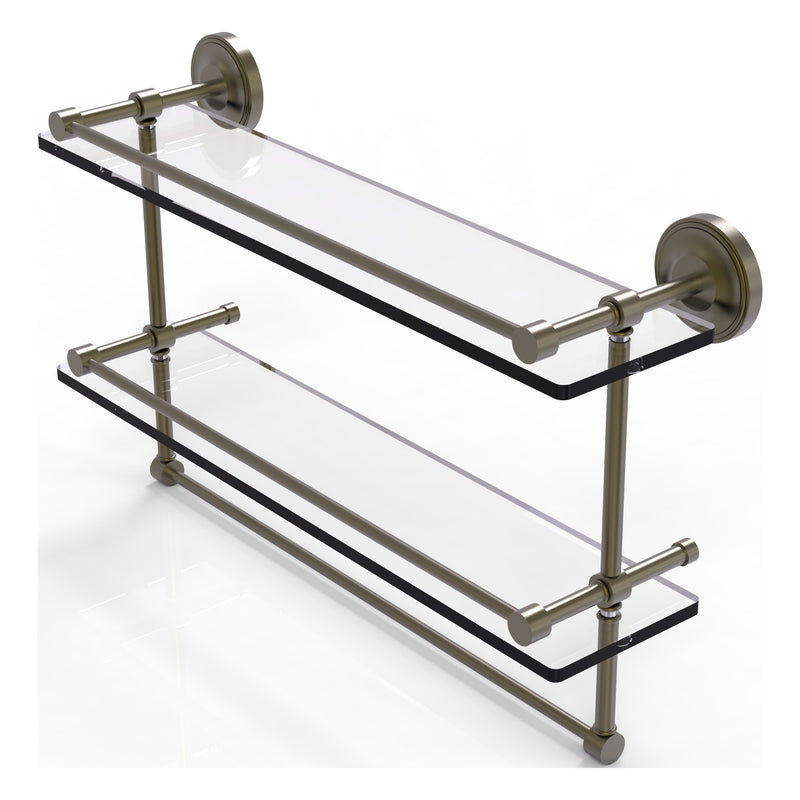 Prestige Regal Collection Gallery Rail Double Glass Shelf with Towel Bar