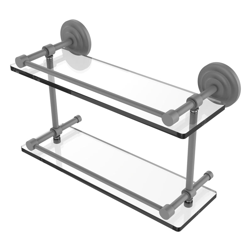 Que New Collection Double Glass Shelf with Gallery Rail