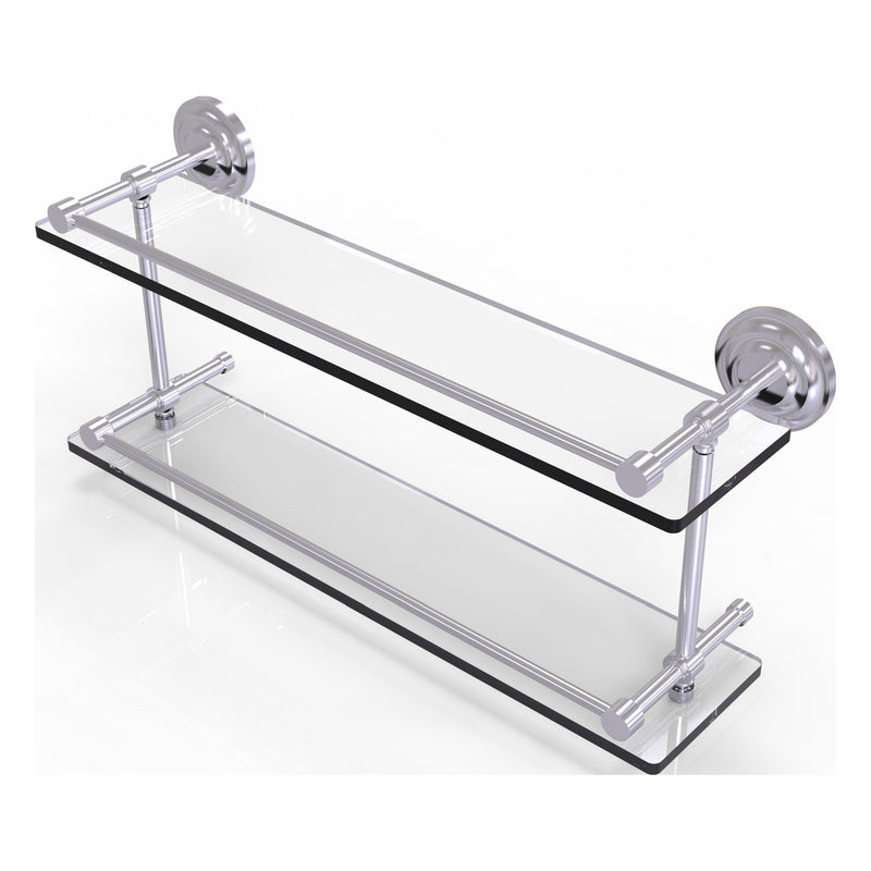 Que New Collection Double Glass Shelf with Gallery Rail