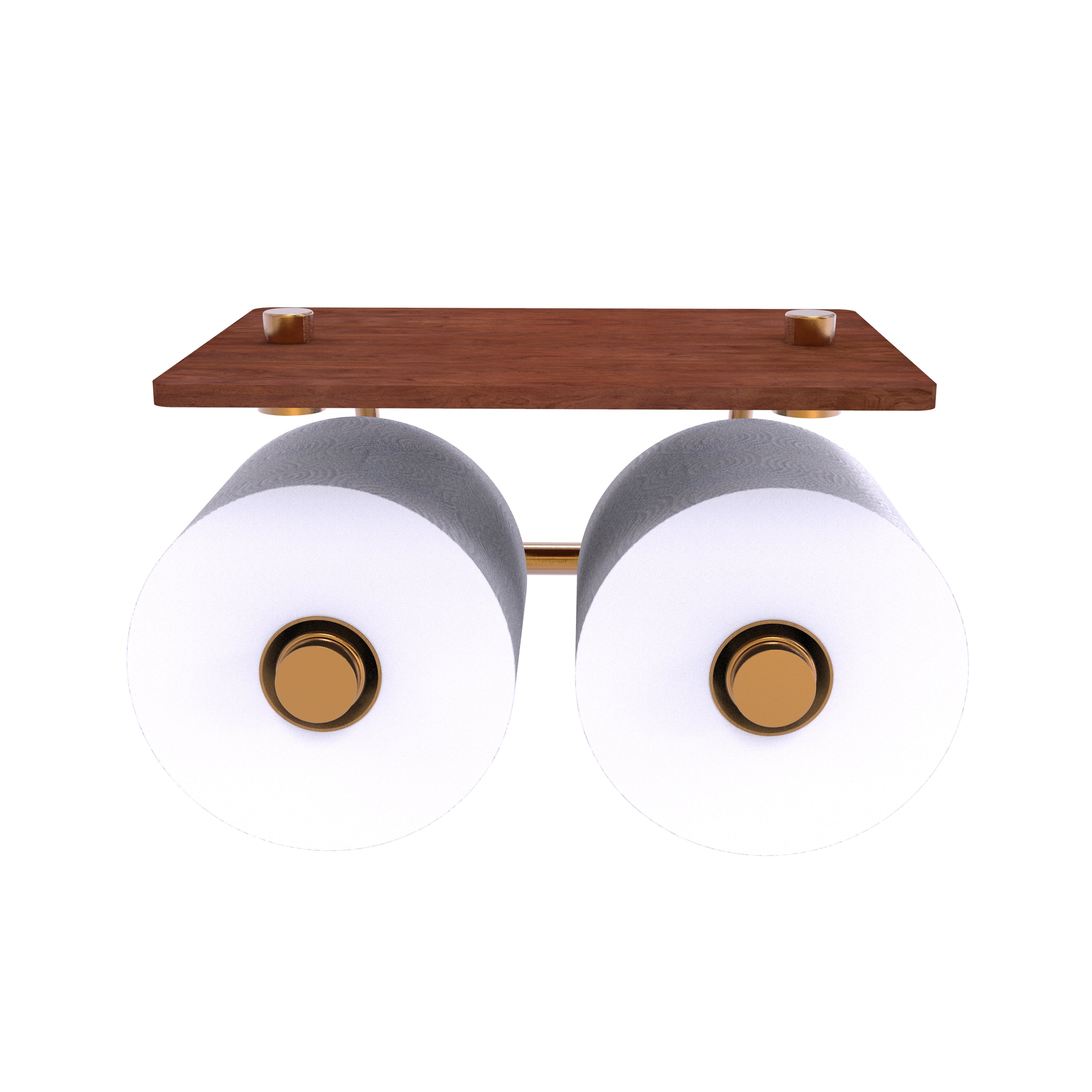 Que New Collection 2 Roll Toilet Paper Holder with Wood Shelf