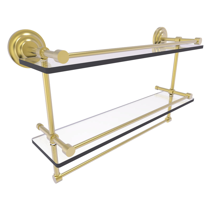 Que New Collection Gallery Rail Double Glass Shelf with Towel Bar