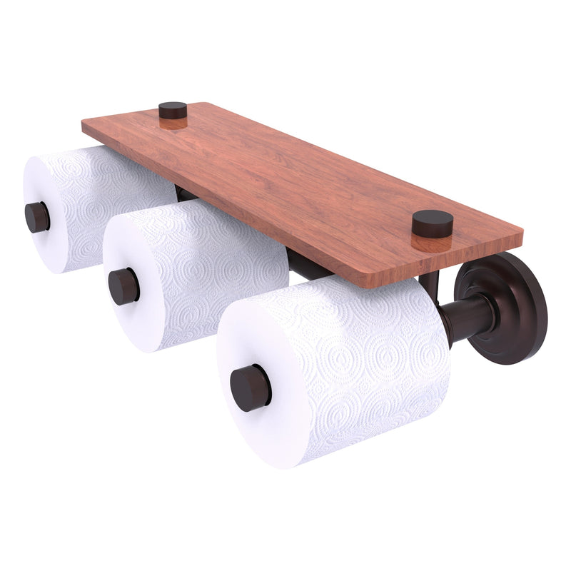 Que New Collection Horizontal Reserve 3 Roll Toilet Paper Holder with Wood Shelf